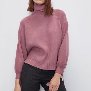 Zara | Pink Turtleneck with Tie Sleeves